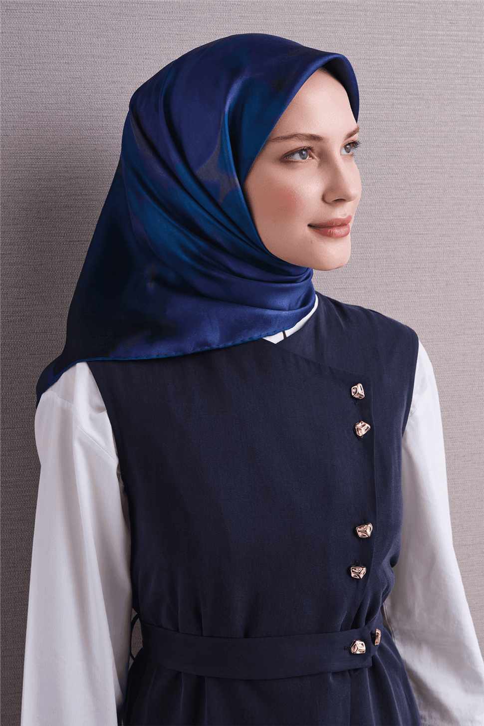 Armine Saf İpek Twill Eşarp 9606D - Mavi 3