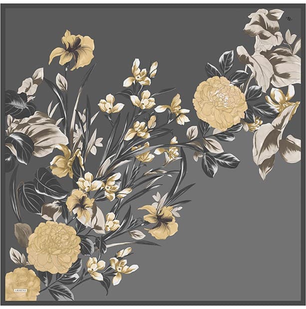 Armine Jakarlı İpek Eşarp 9608D - Gri 5