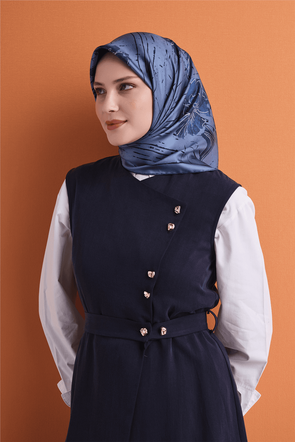 Armine Saf İpek Sura Eşarp 9617D - Mavi 1