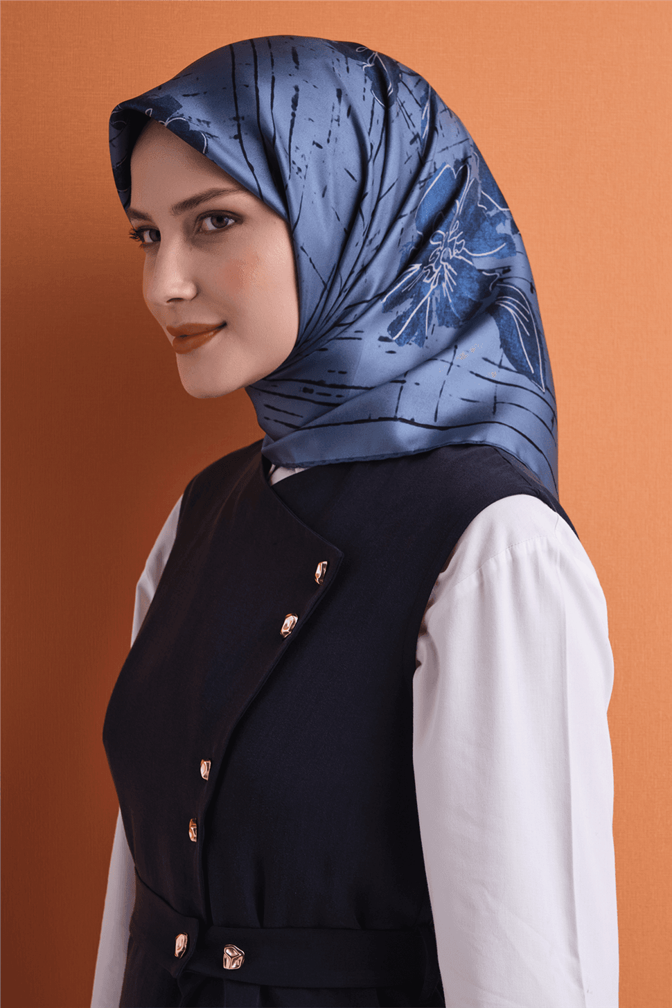Armine Saf İpek Sura Eşarp 9617D - Mavi 2