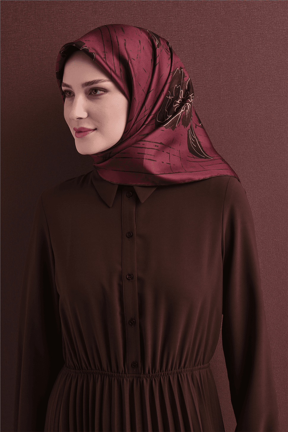 Armine Saf İpek Sura Eşarp 9617D - Bordo 2