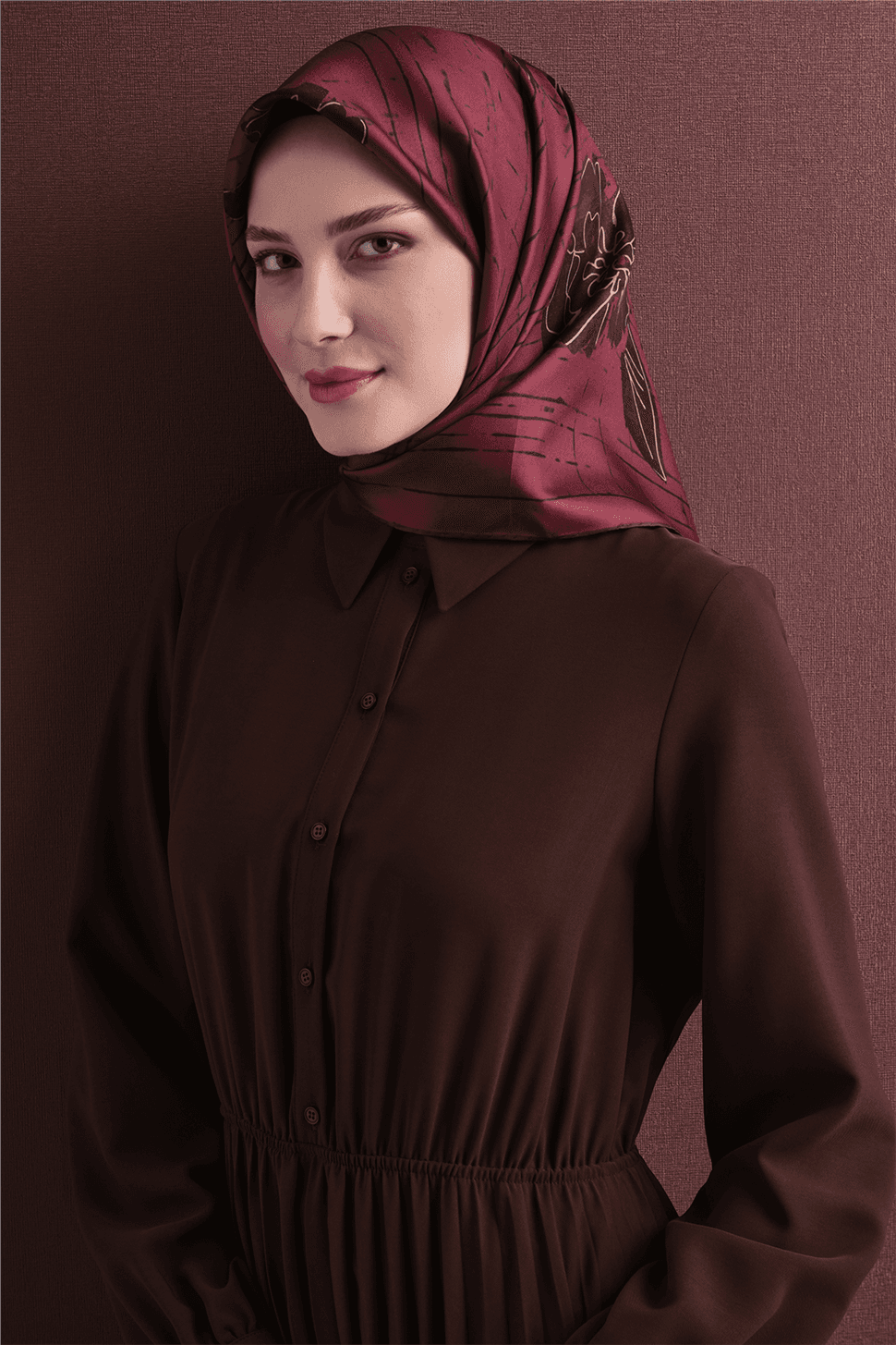 Armine Saf İpek Sura Eşarp 9617D - Bordo 3