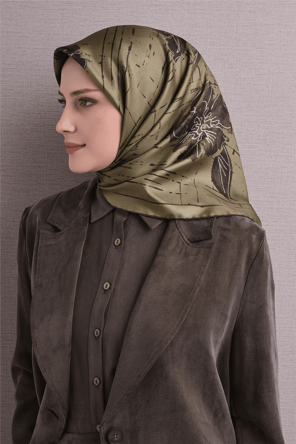 Armine Saf İpek Twill Eşarp 9617D - Yeşil 3