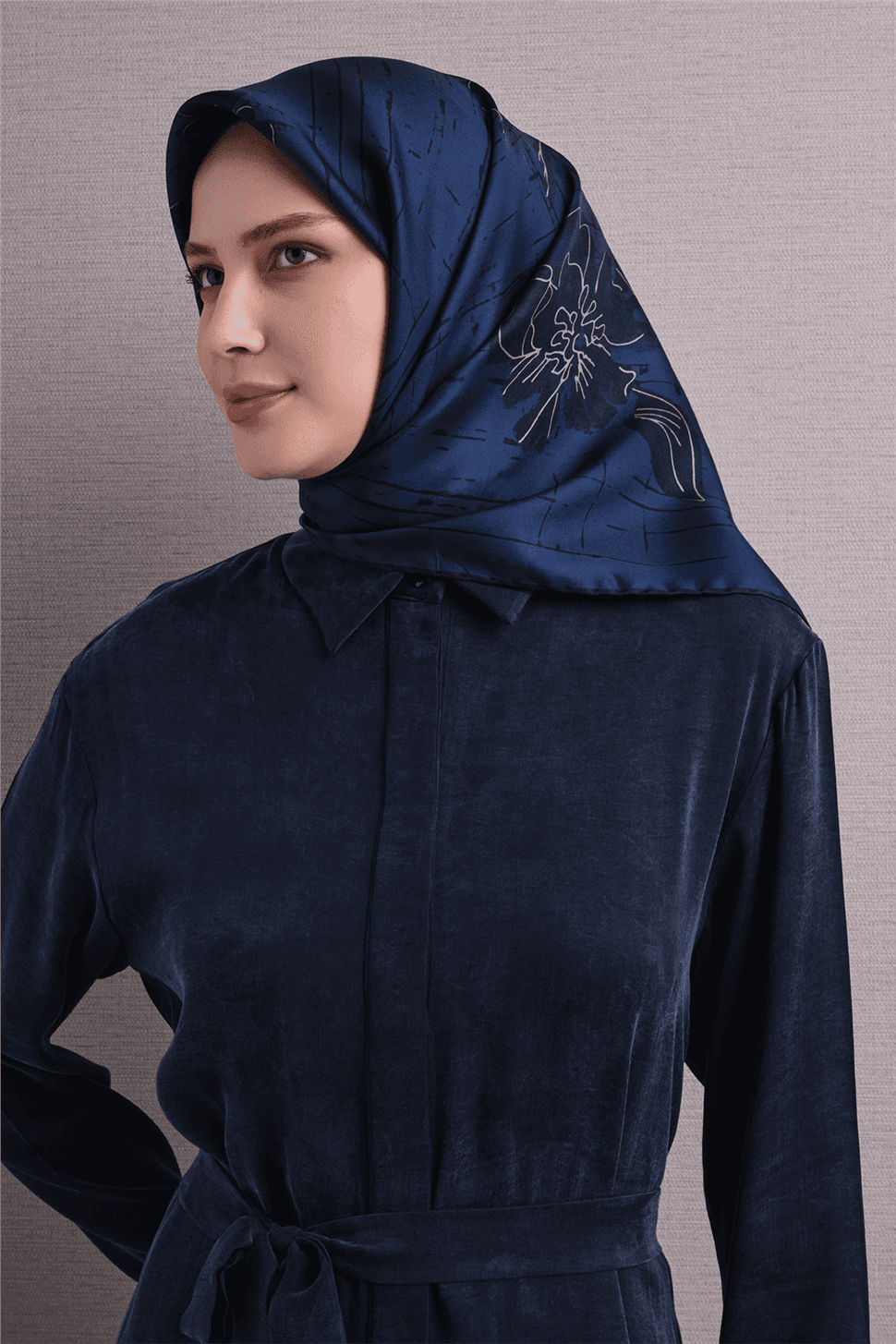 Armine Saf İpek Twill Eşarp 9617D - Mavi 2