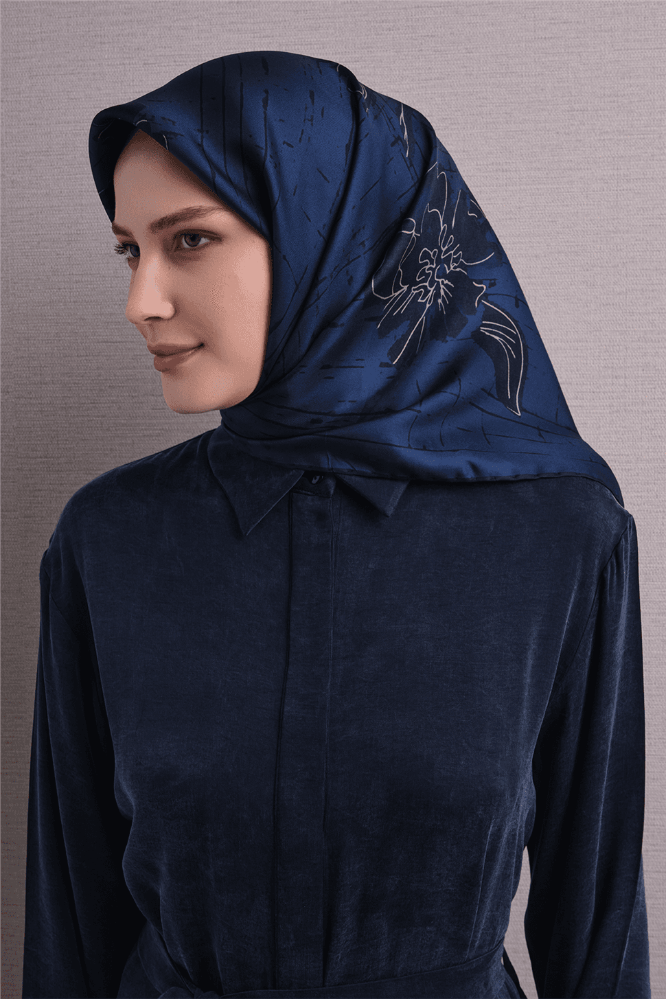 Armine Saf İpek Twill Eşarp 9617D - Mavi 3