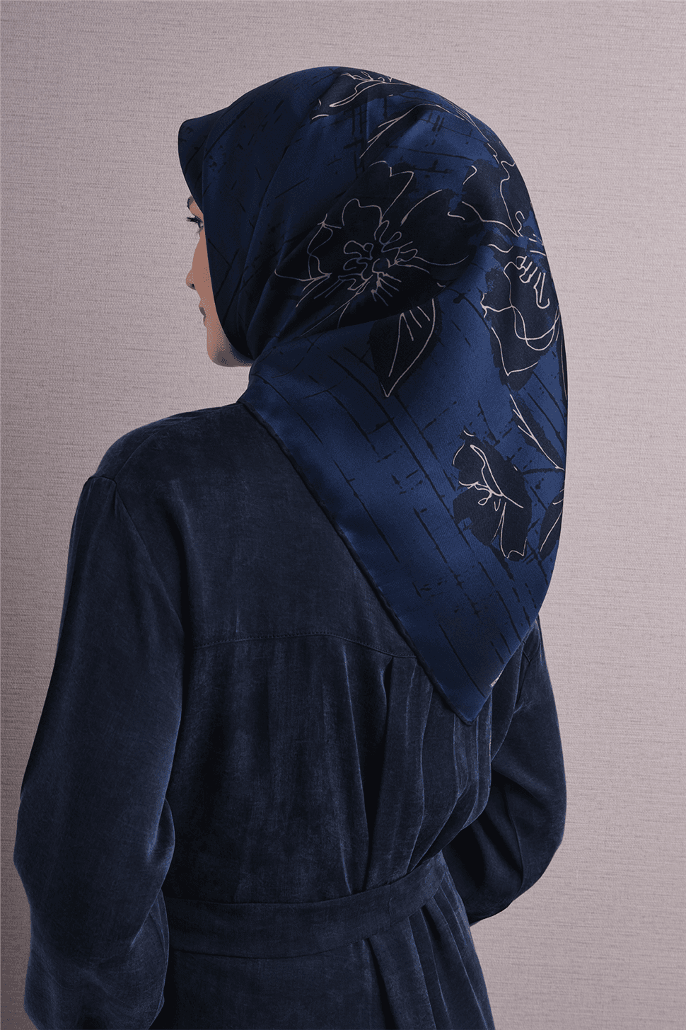 Armine Saf İpek Twill Eşarp 9617D - Mavi 4