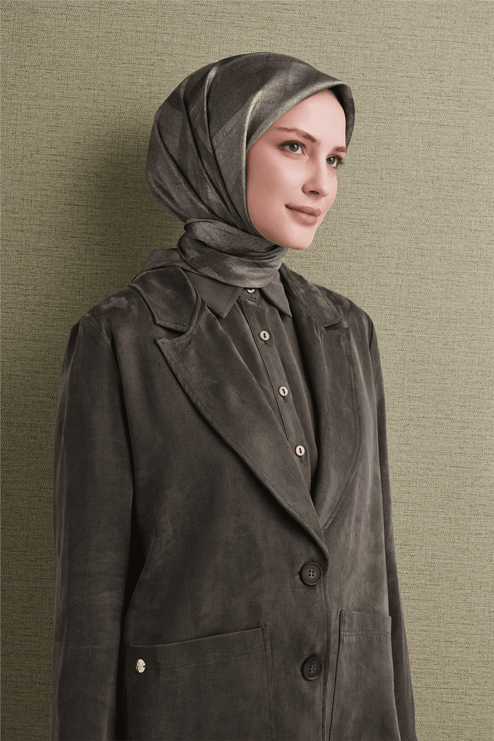 Armine Saf İpek Twill Eşarp 9618D - Gri