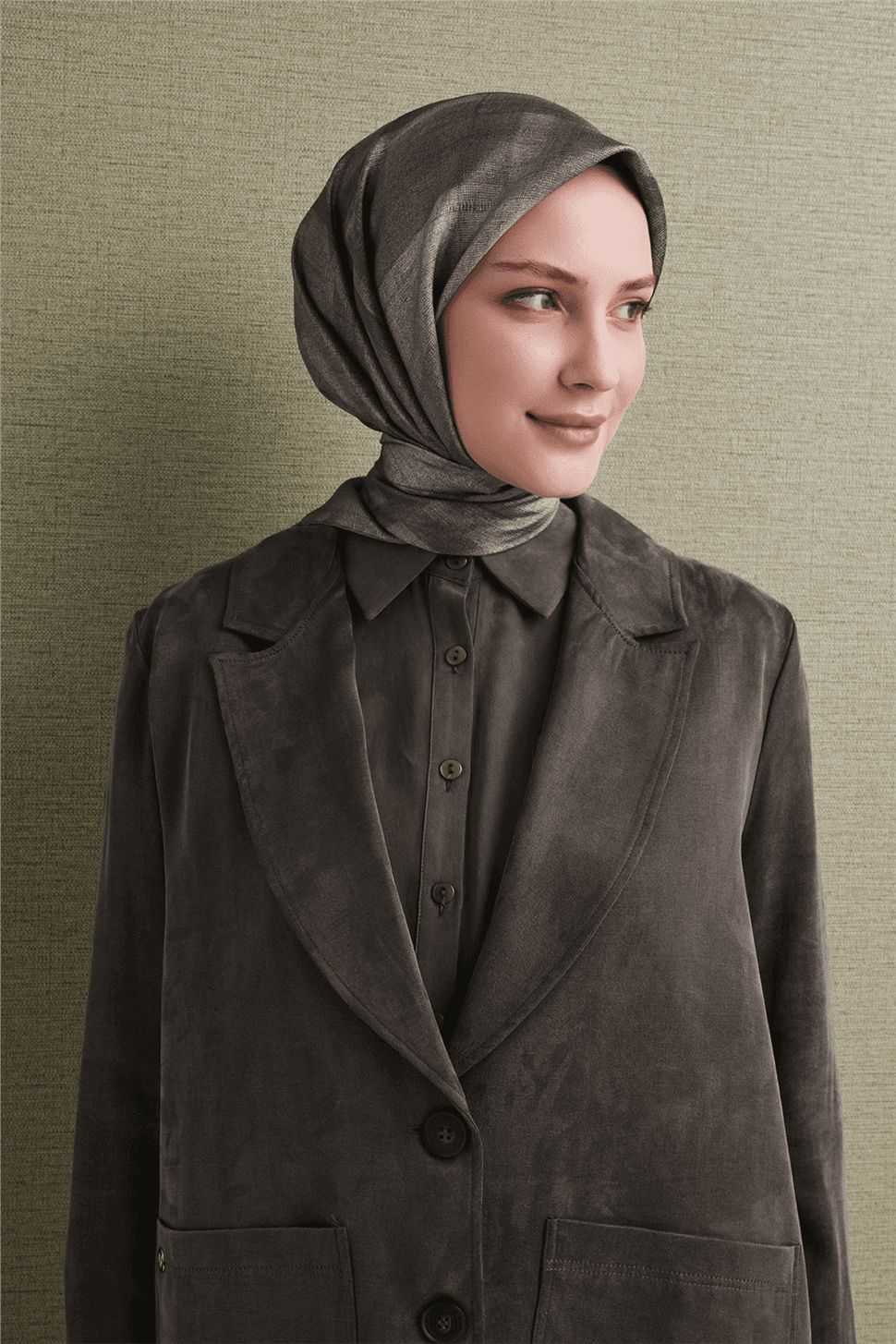 Armine Saf İpek Twill Eşarp 9618D - Gri 2