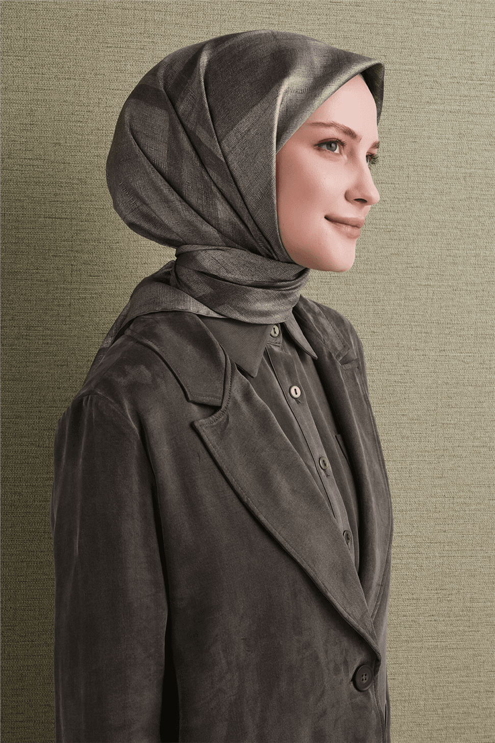 Armine Saf İpek Twill Eşarp 9618D - Gri 3