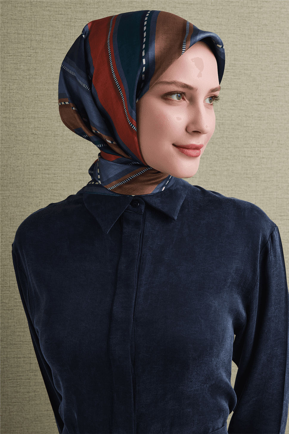 Armine Saf İpek Sura Eşarp 9621D - Mavi 3