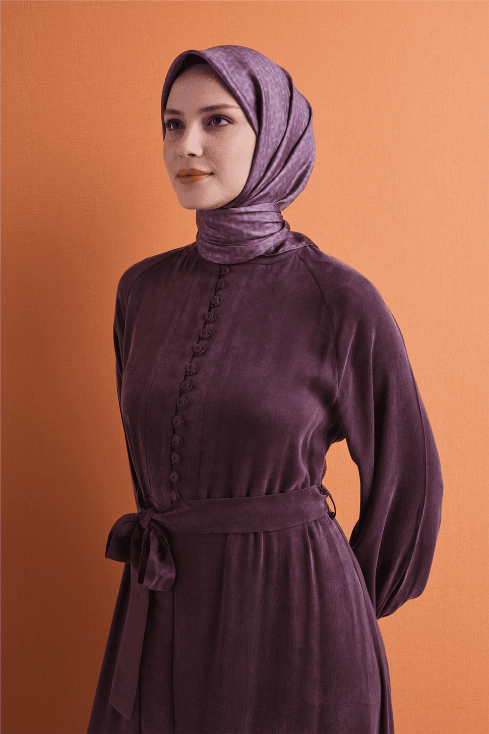 Armine Saf İpek Twill Eşarp 9622D - Mor 1