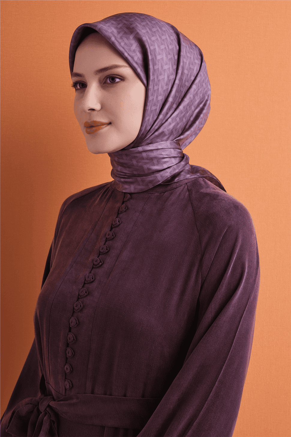 Armine Saf İpek Twill Eşarp 9622D - Mor 2