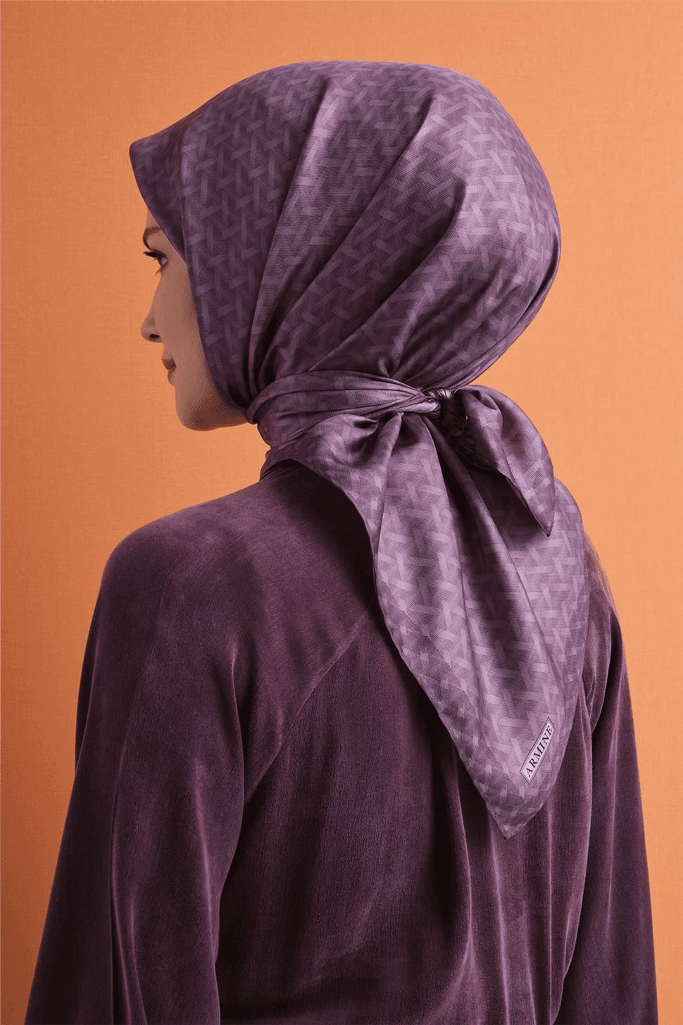 Armine Saf İpek Twill Eşarp 9622D - Mor 4