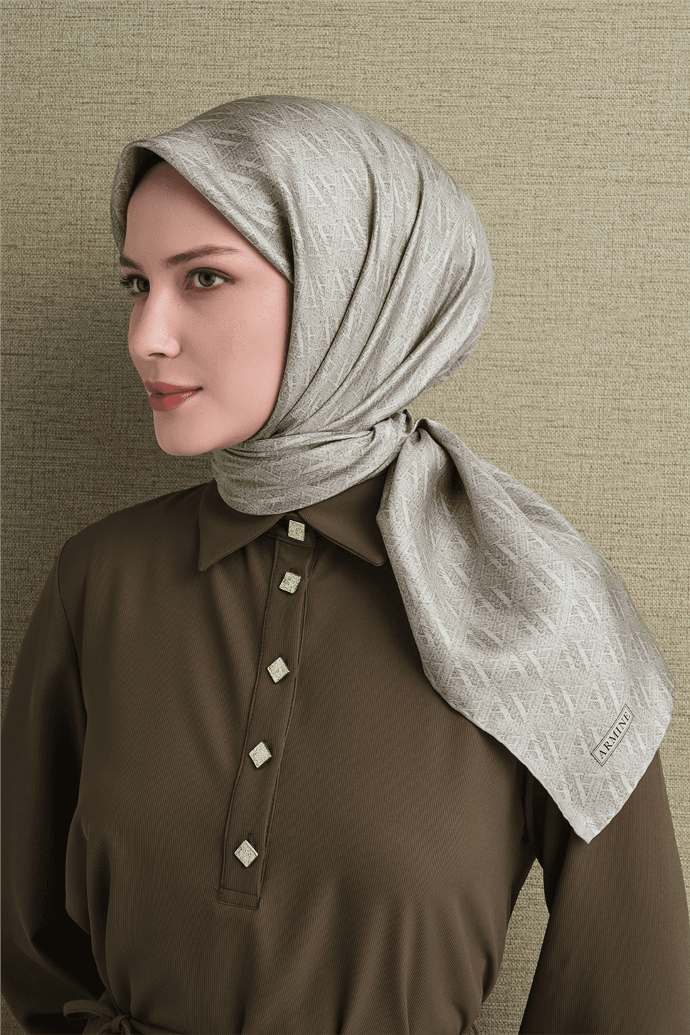 Armine Saf İpek Sura Eşarp 9625D - Gri 3