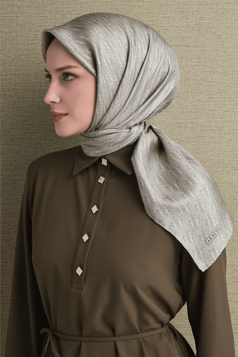 Armine Saf İpek Sura Eşarp 9625D - Gri 4