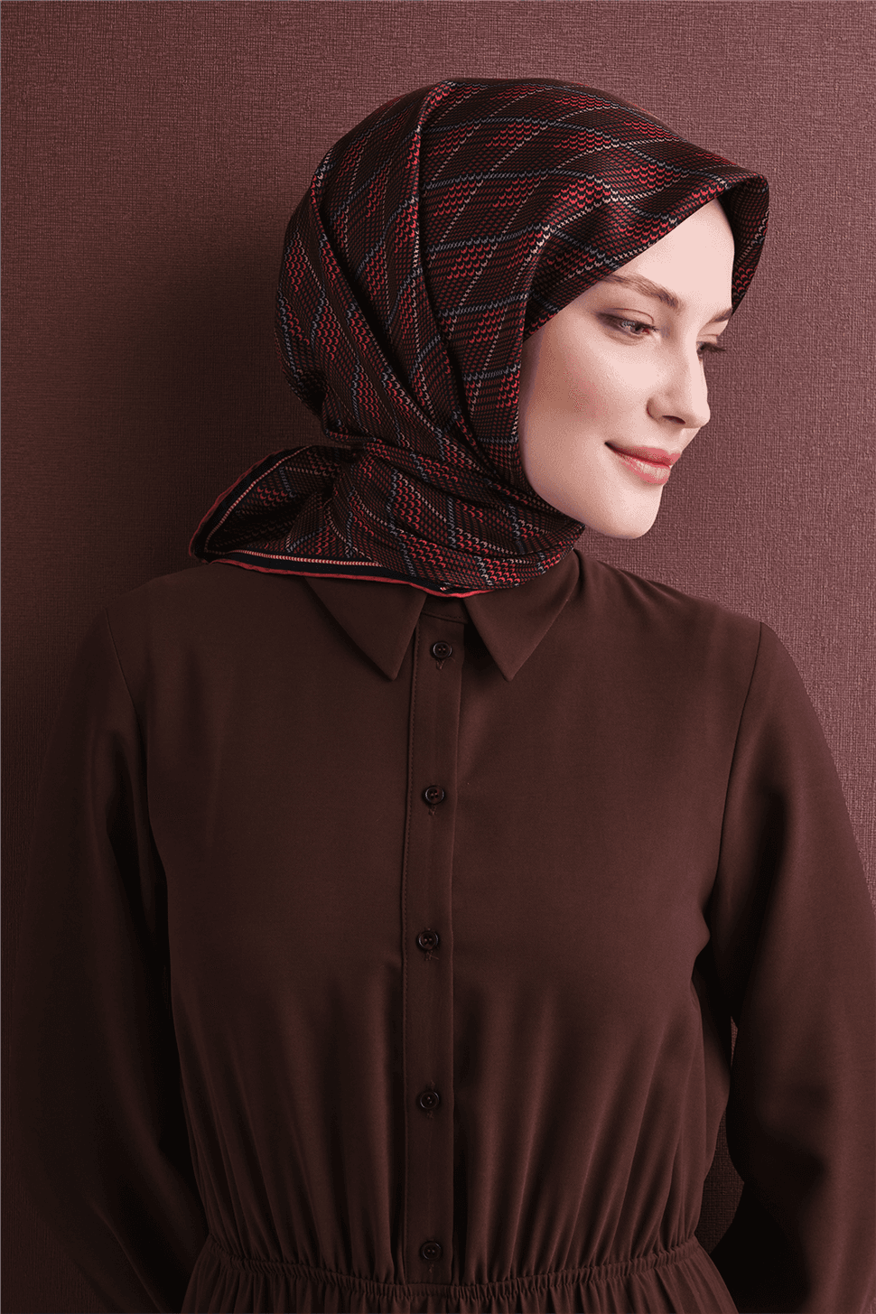 Armine Saf İpek Twill Eşarp 9626D - Bordo 3
