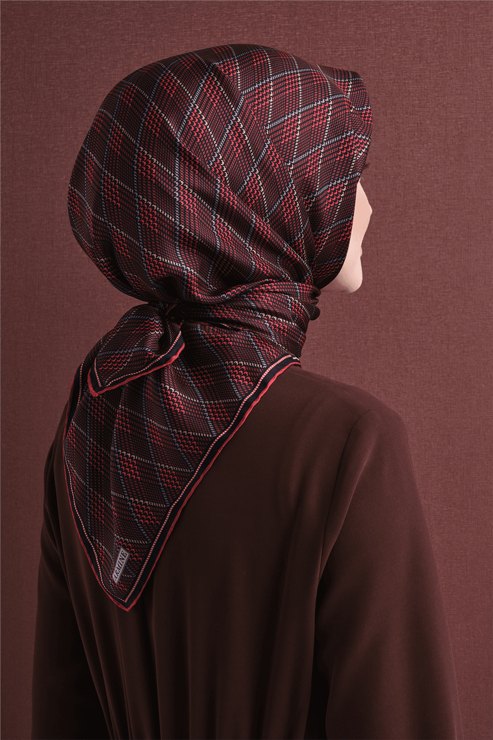 Armine Saf İpek Twill Eşarp 9626D - Bordo 4