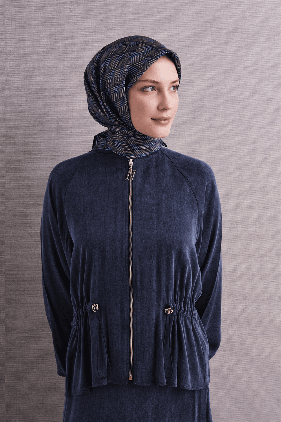 Armine Saf İpek Twill Eşarp 9626D - Mavi 1