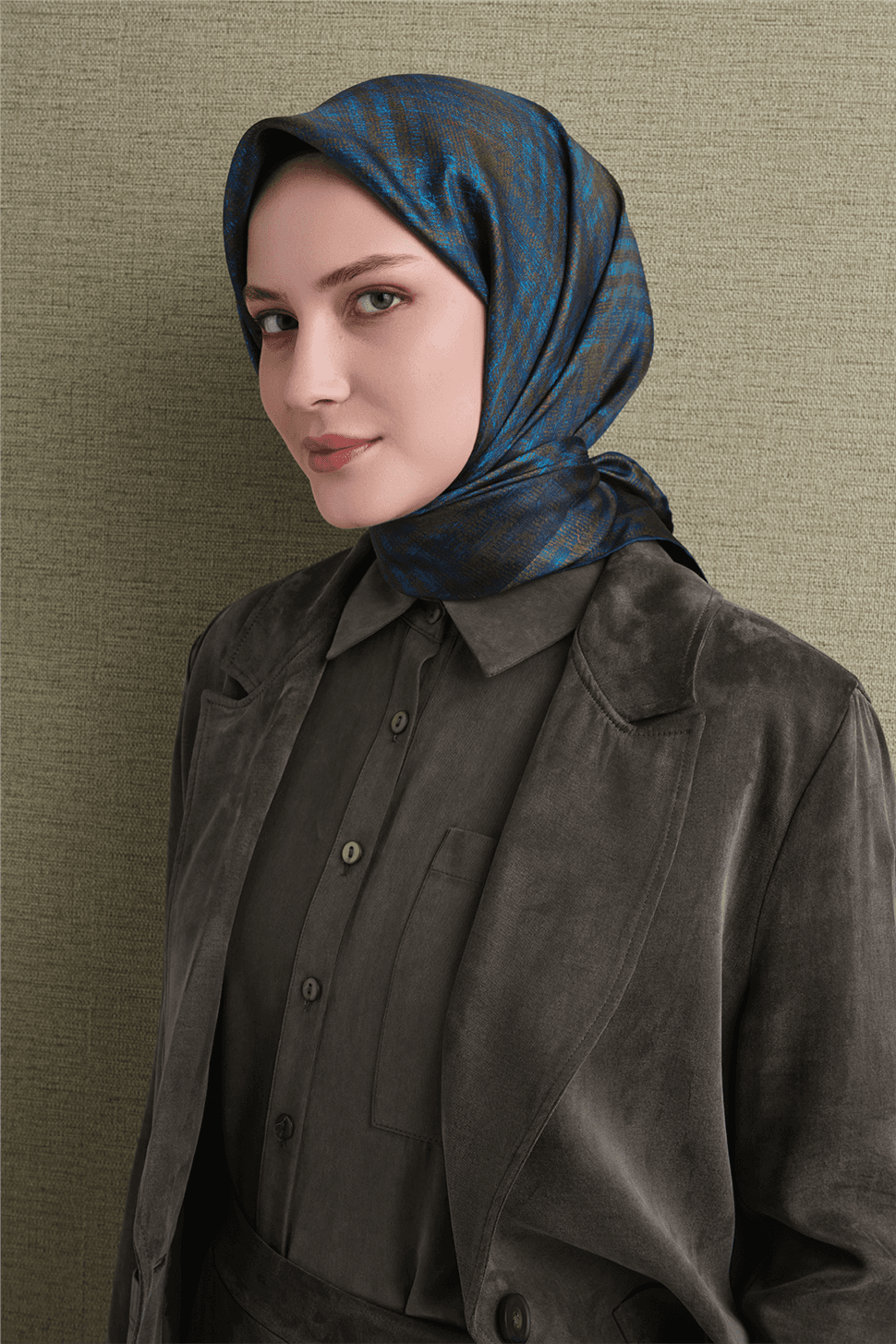 Armine Saf İpek Sura Eşarp 9628D - Mavi 3