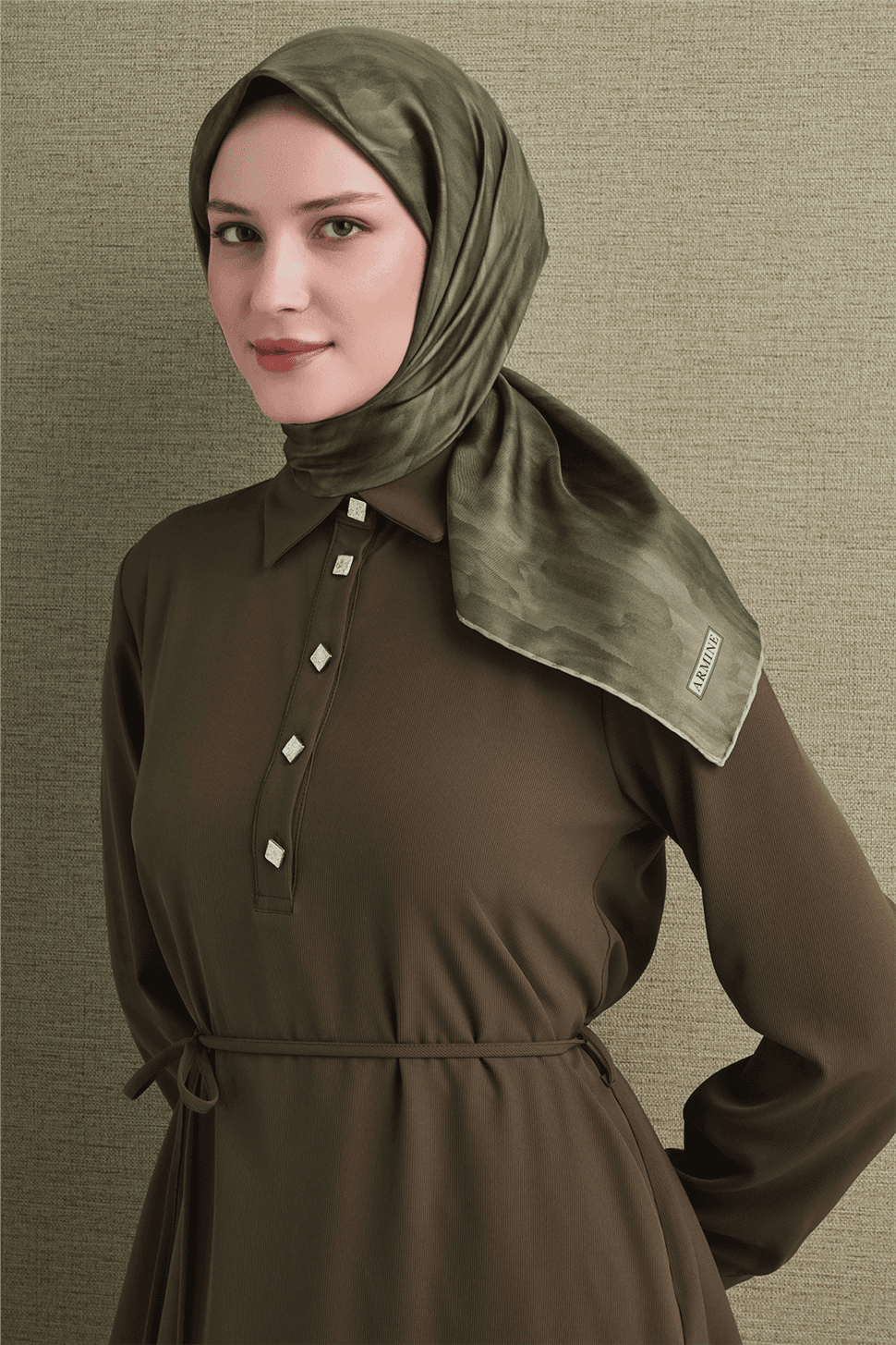 Armine Saf İpek Sura Eşarp 9630D - Yeşil 2