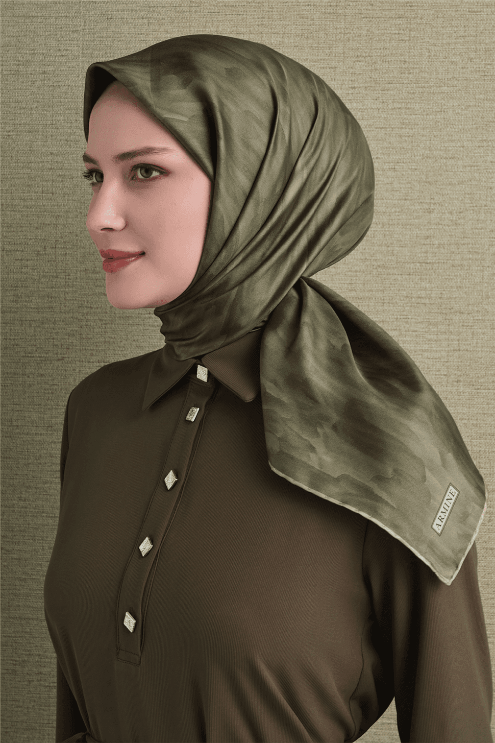 Armine Saf İpek Sura Eşarp 9630D - Yeşil 3