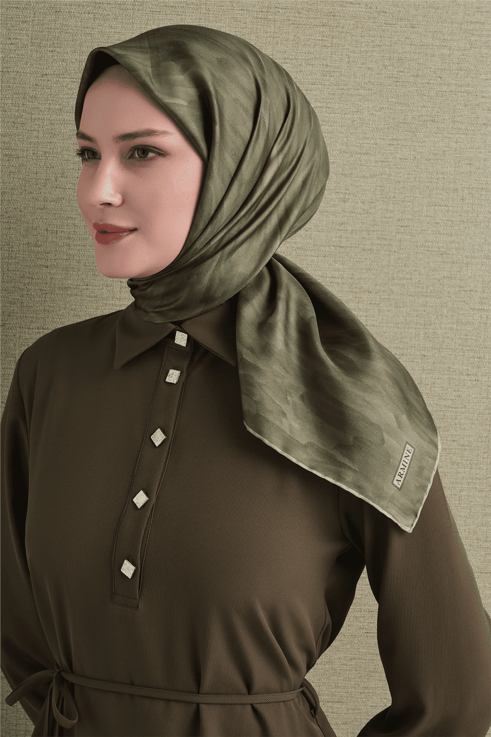 Armine Saf İpek Sura Eşarp 9630D - Yeşil 4