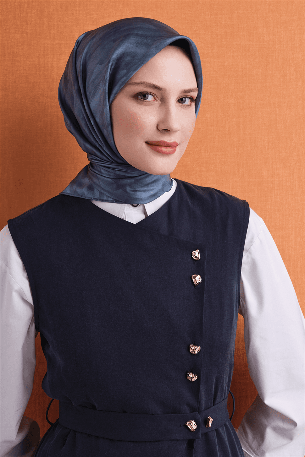 Armine Saf İpek Sura Eşarp 9630D - Mavi 3