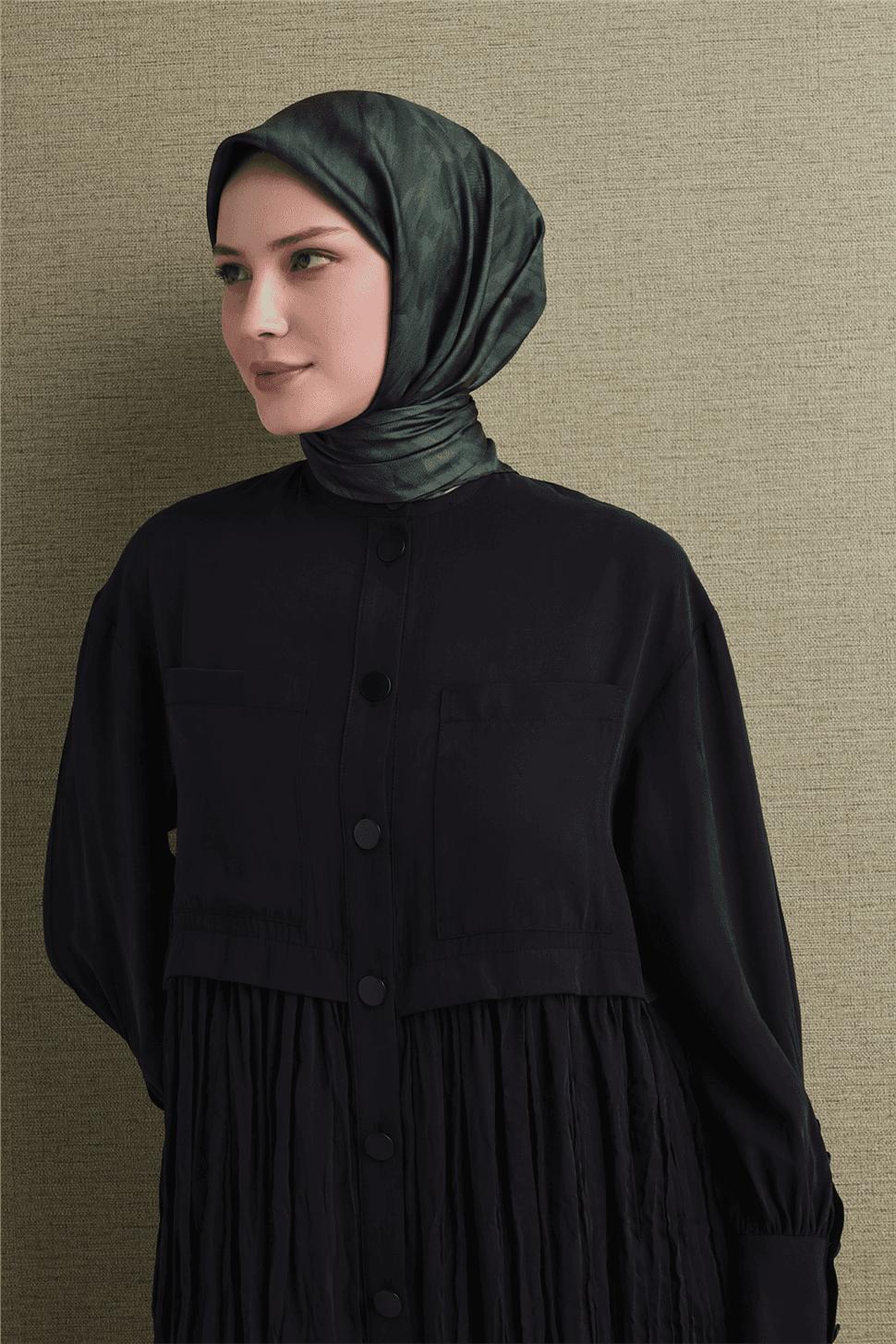 Armine Saf İpek Twill Eşarp 9630D - Yeşil 1