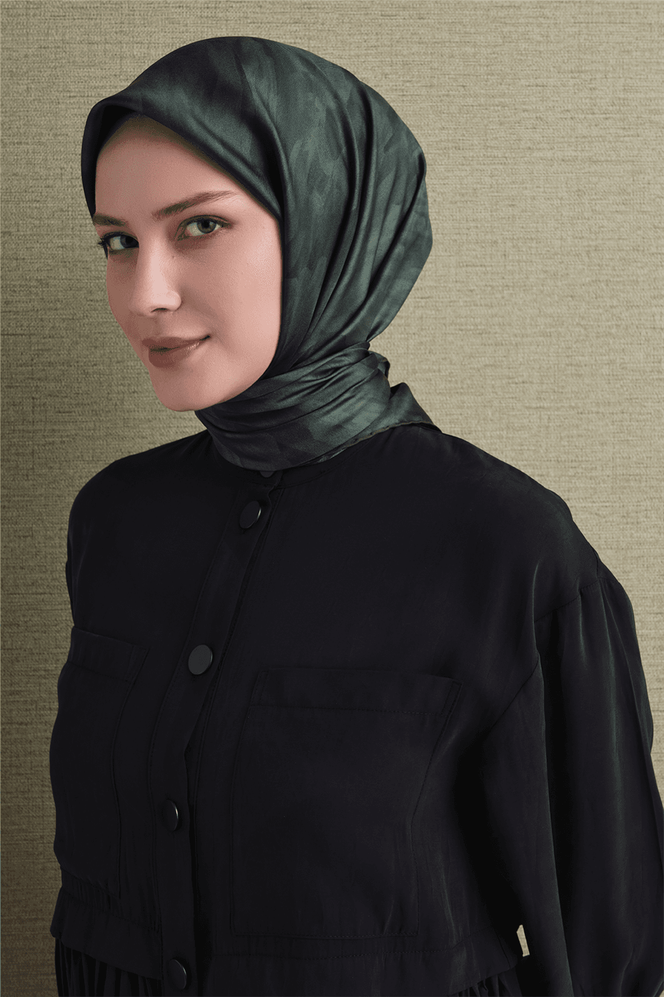 Armine Saf İpek Twill Eşarp 9630D - Yeşil 2