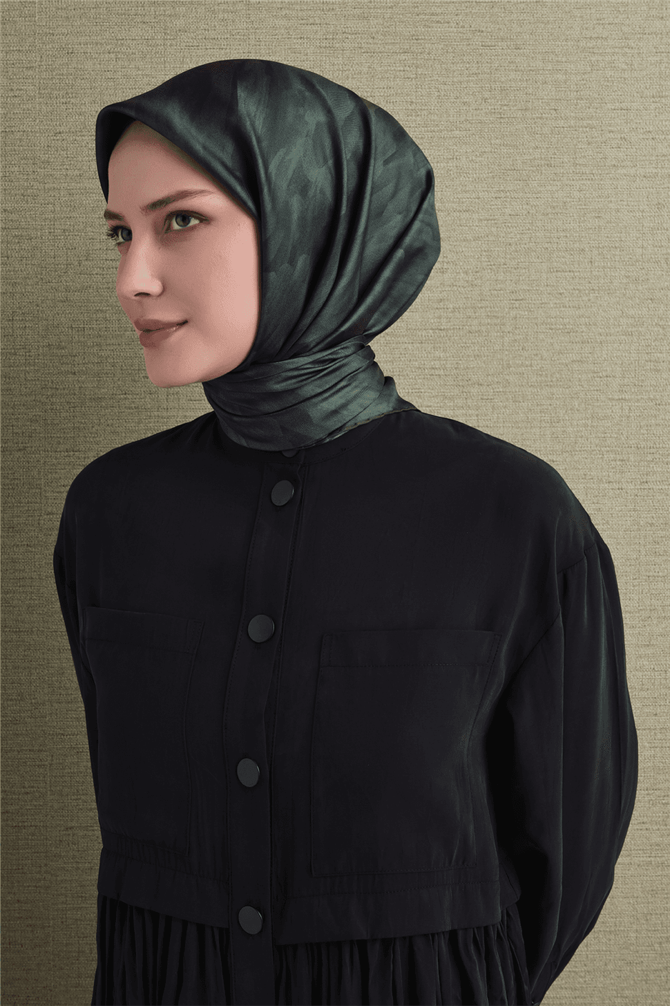 Armine Saf İpek Twill Eşarp 9630D - Yeşil 3