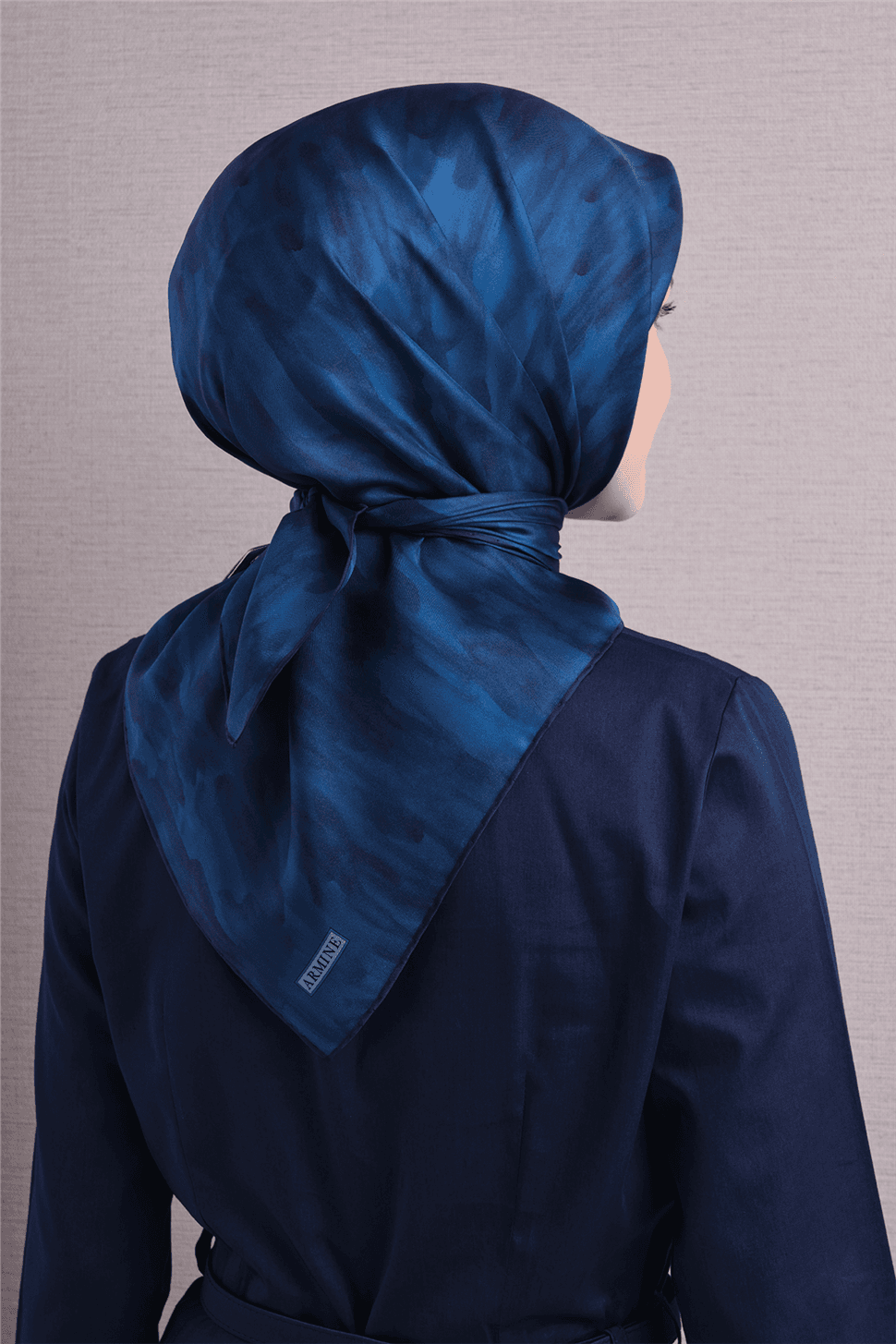 Armine Saf İpek Twill Eşarp 9630D - Mavi 5