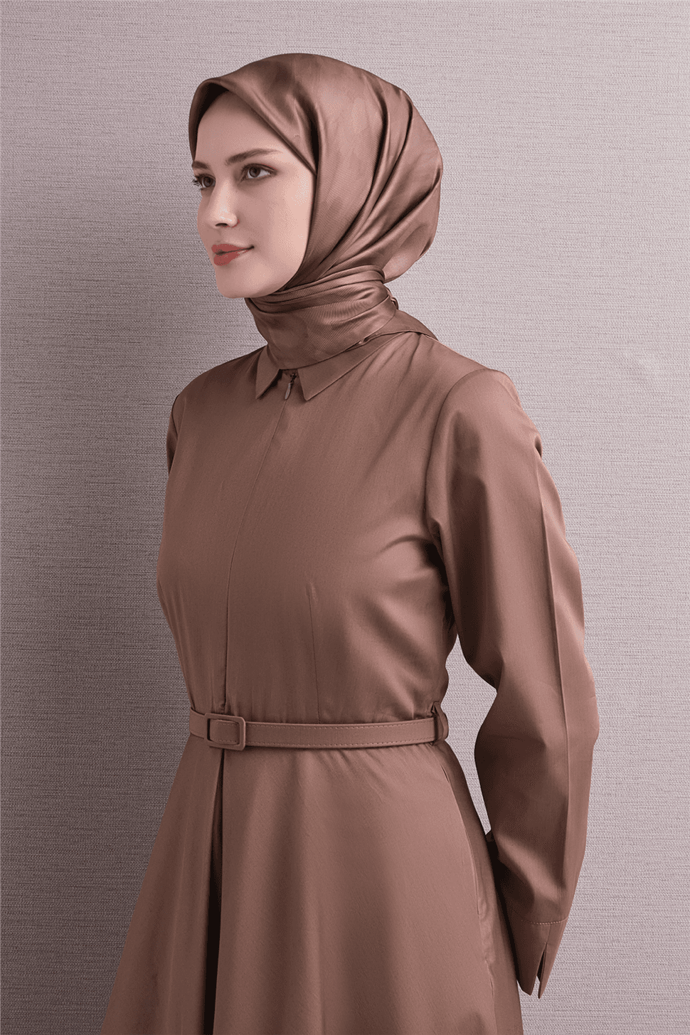 Armine Saf İpek Twill Eşarp 9630D - Kahverengi 1