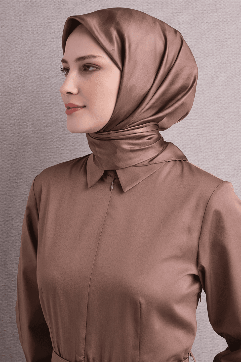 Armine Saf İpek Twill Eşarp 9630D - Kahverengi 2