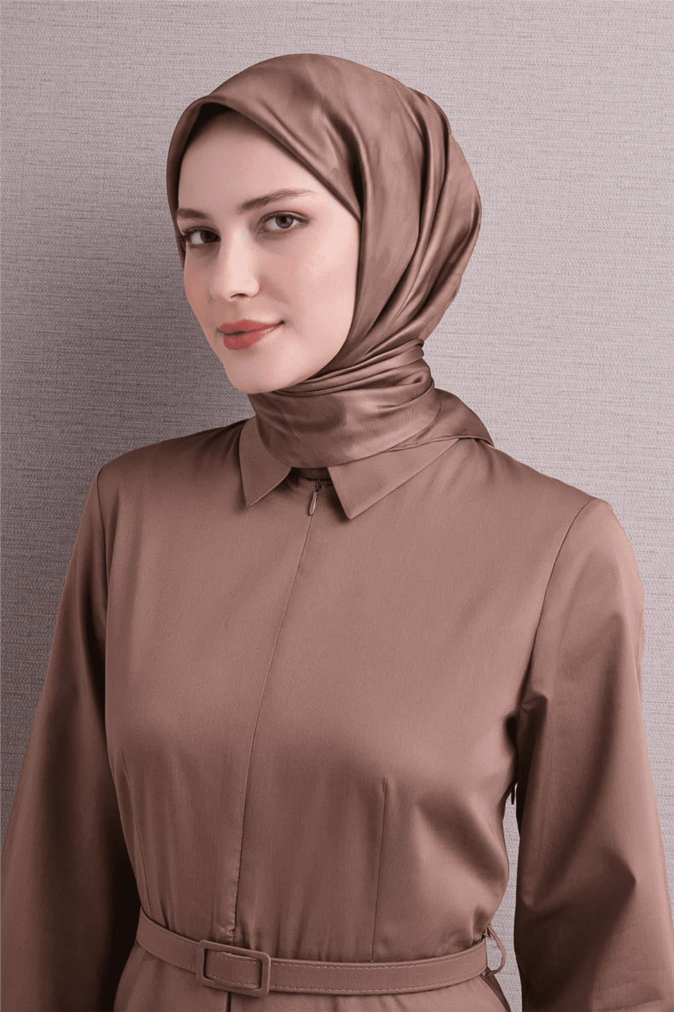 Armine Saf İpek Twill Eşarp 9630D - Kahverengi 3