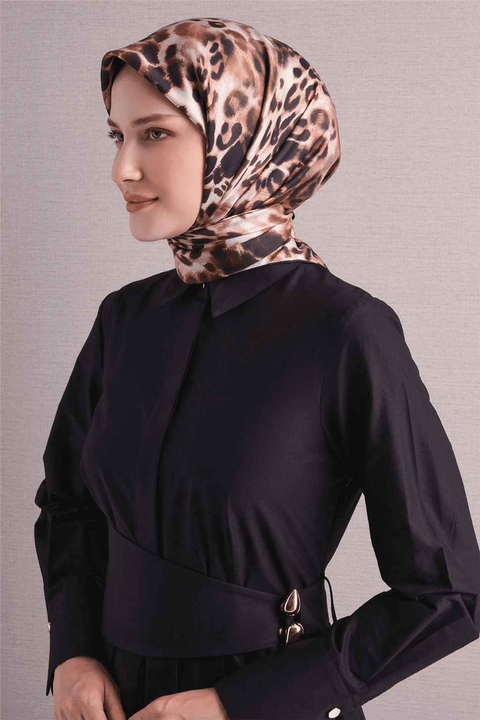 Armine Saf İpek Sura Eşarp 9641D - Kahverengi 2