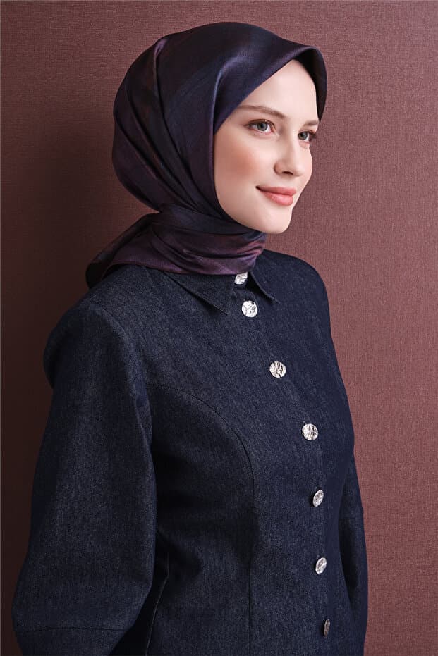 Armine Saf İpek Twill Eşarp 9618D - Mor 2