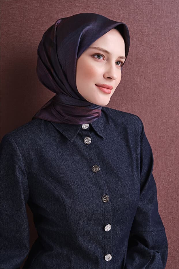 Armine Saf İpek Twill Eşarp 9618D - Mor 3
