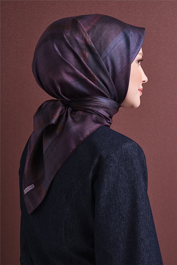 Armine Saf İpek Twill Eşarp 9618D - Mor 4