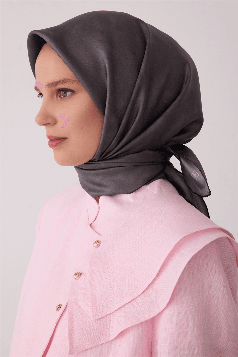 Belli %100 Twill İpek Eşarp 4428D - Gri 2