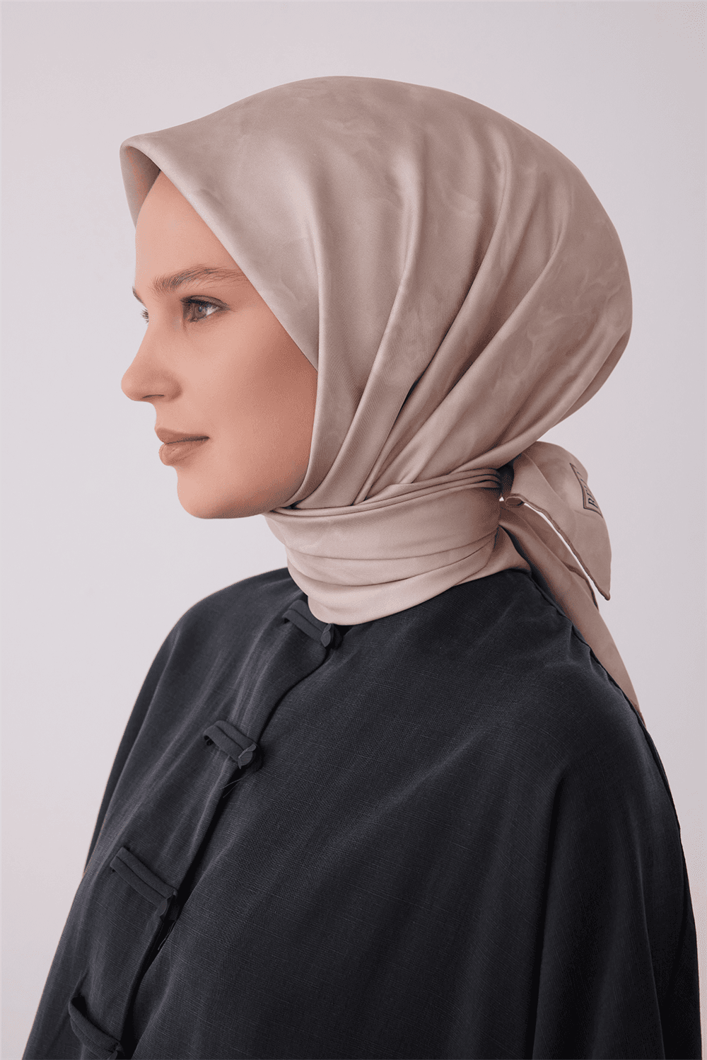 Belli %100 Twill İpek Eşarp 4428D - Açık Bej 2