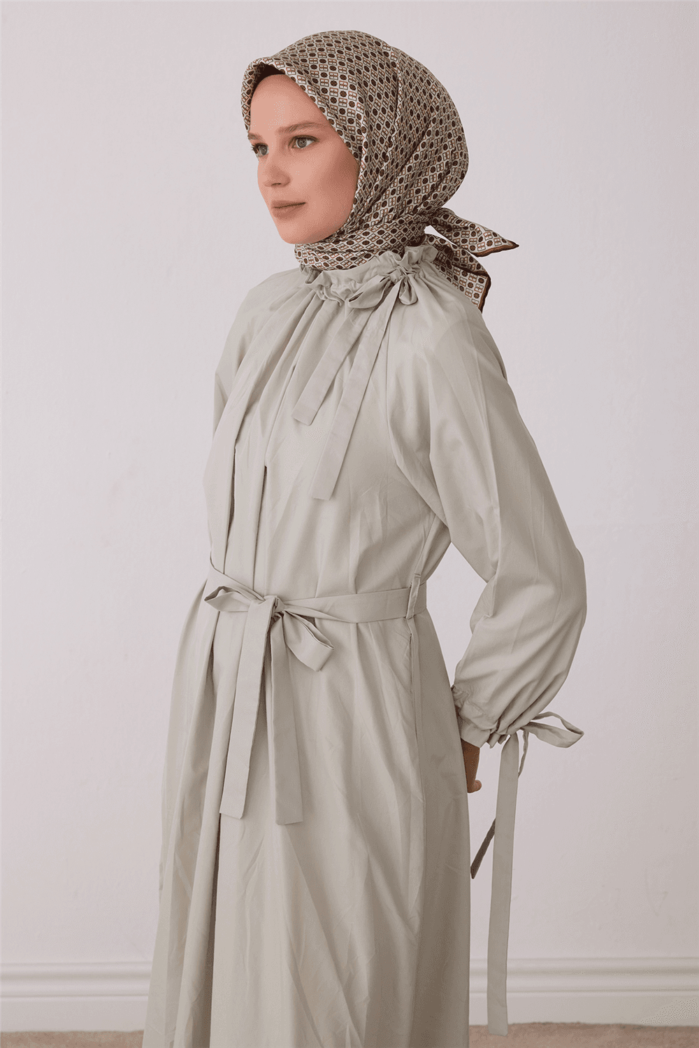 Belli %100 Twill İpek Eşarp 4418D - Açık Bej