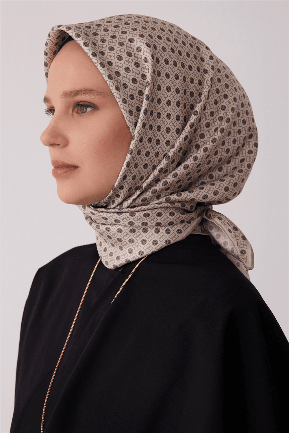 Belli %100 Twill İpek Eşarp 4418D - Bej 2