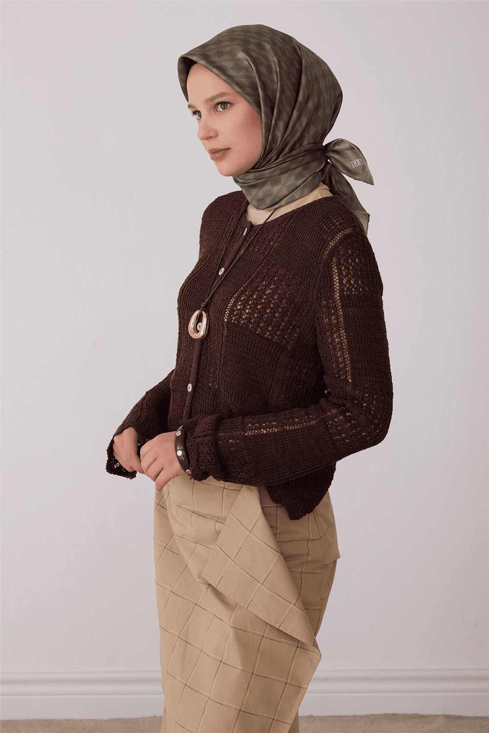 Belli %100 Twill İpek Eşarp 4425D - Yeşil