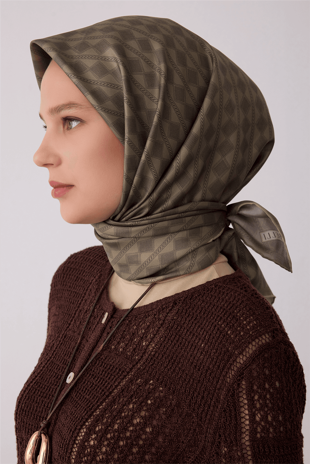 Belli %100 Twill İpek Eşarp 4425D - Yeşil 2