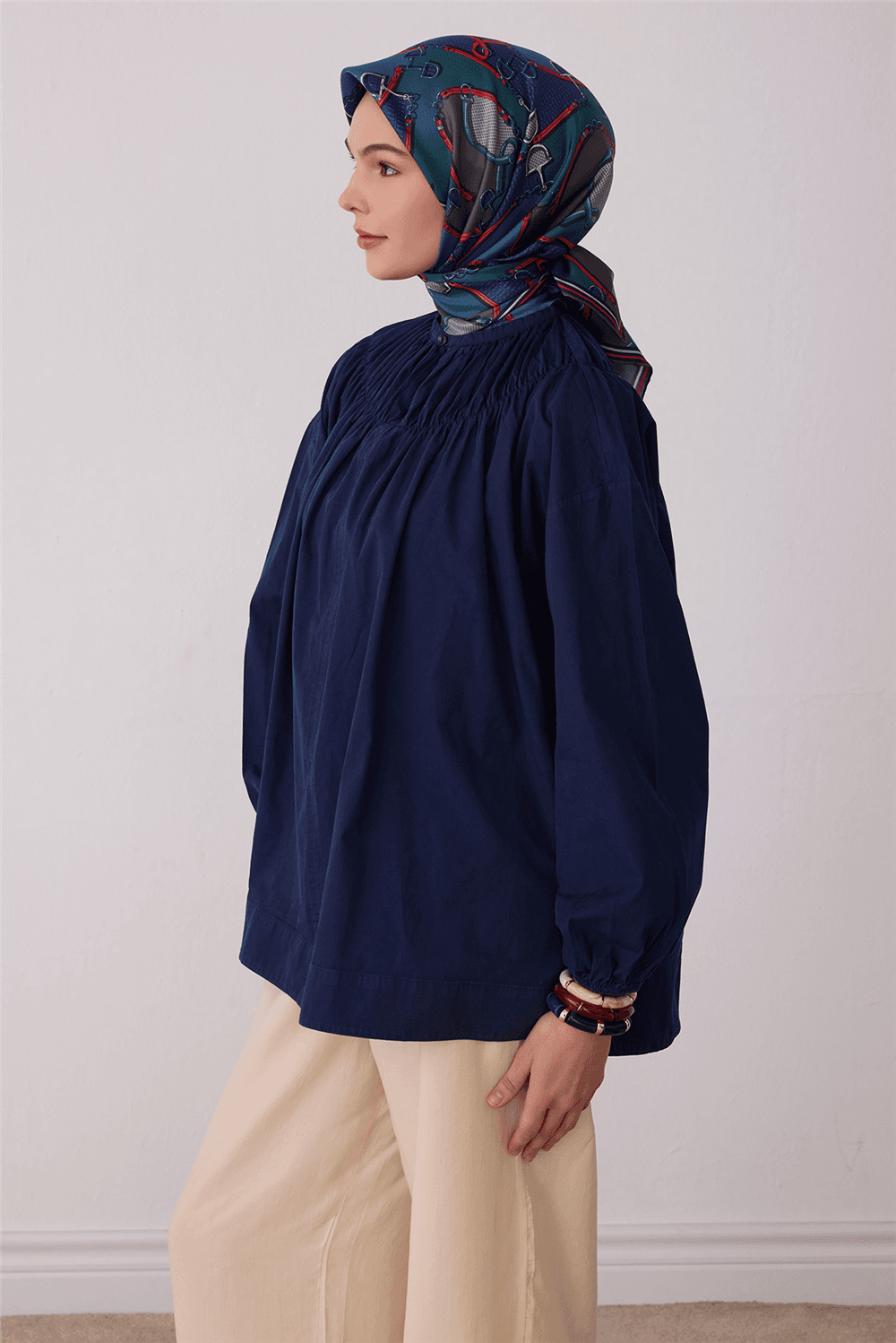 Belli %100 Twill İpek Eşarp 4400D - Mavi