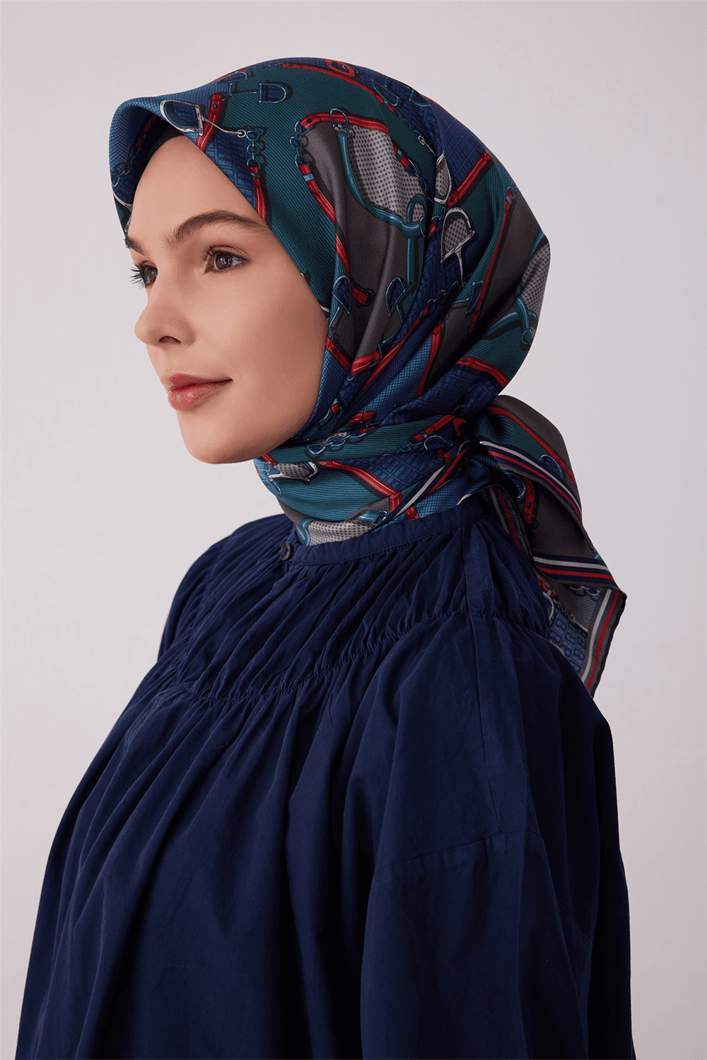 Belli %100 Twill İpek Eşarp 4400D - Mavi 2