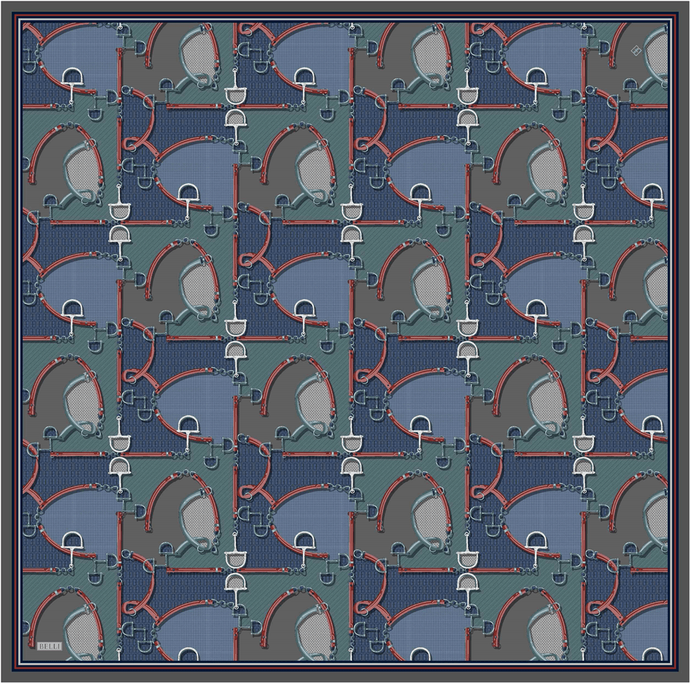 Belli %100 Twill İpek Eşarp 4400D - Mavi 3