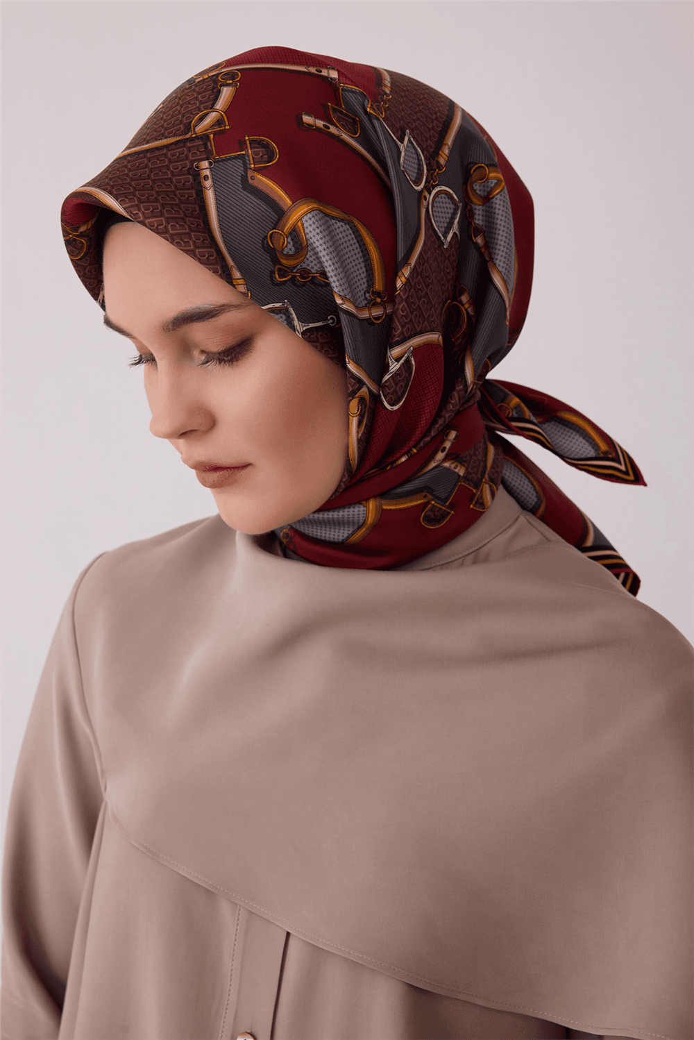 Belli %100 Twill İpek Eşarp 4400D - Kırmızı 2