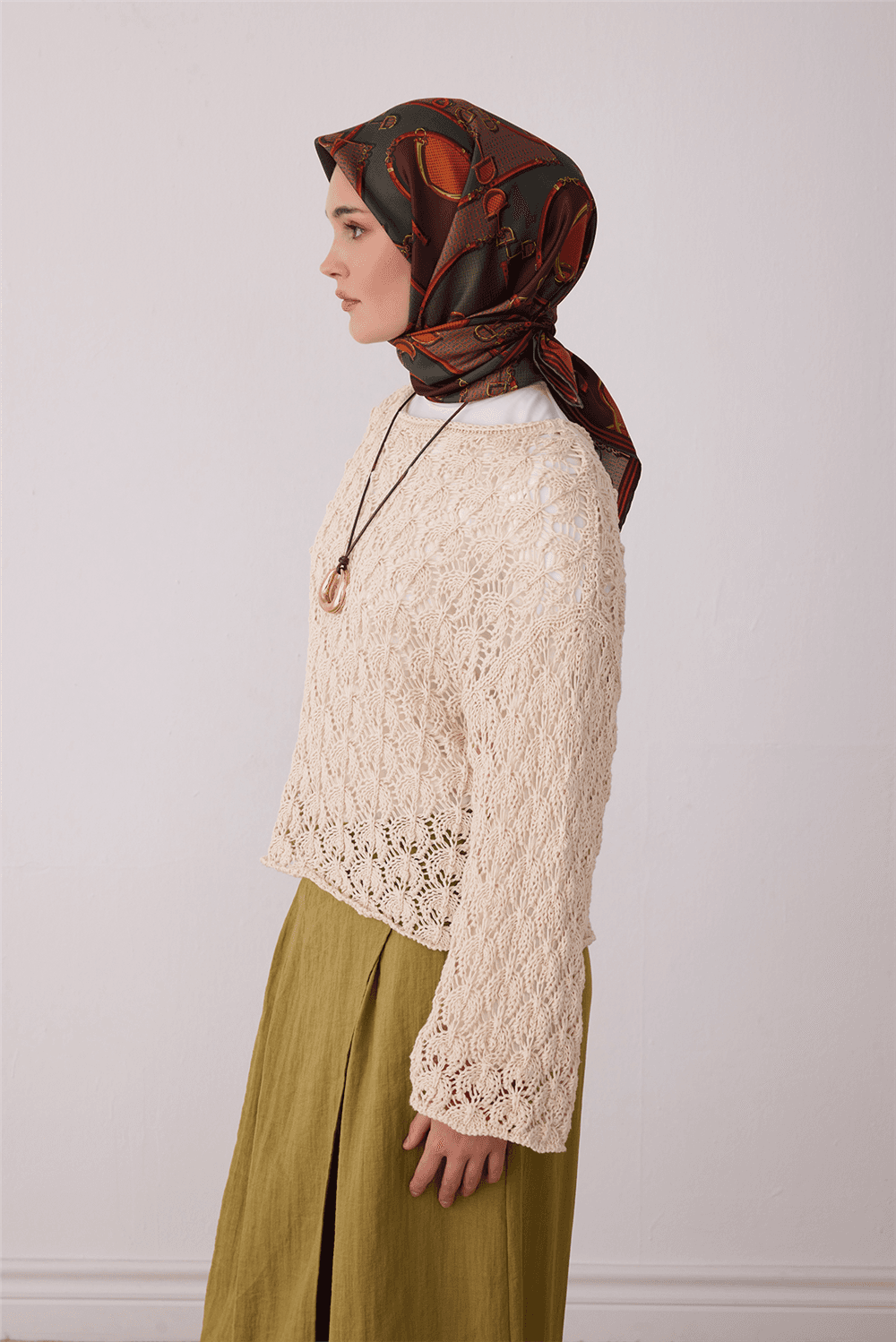Belli %100 Twill İpek Eşarp 4400D - Yeşil
