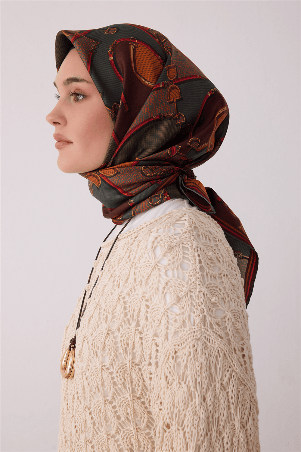Belli %100 Twill İpek Eşarp 4400D - Yeşil 2